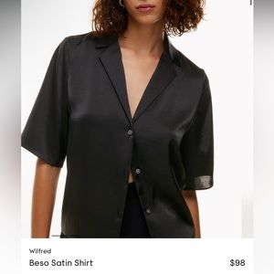 Aritzia Silk Blouse - Black Short Sleeve